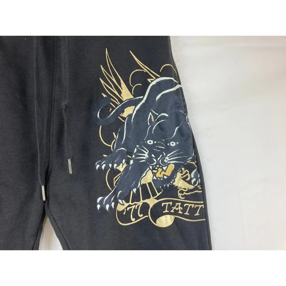 Ed Hardy Sweatpants Men L Black Panther Tattoo Graphic Joggers Grunge Streetwear